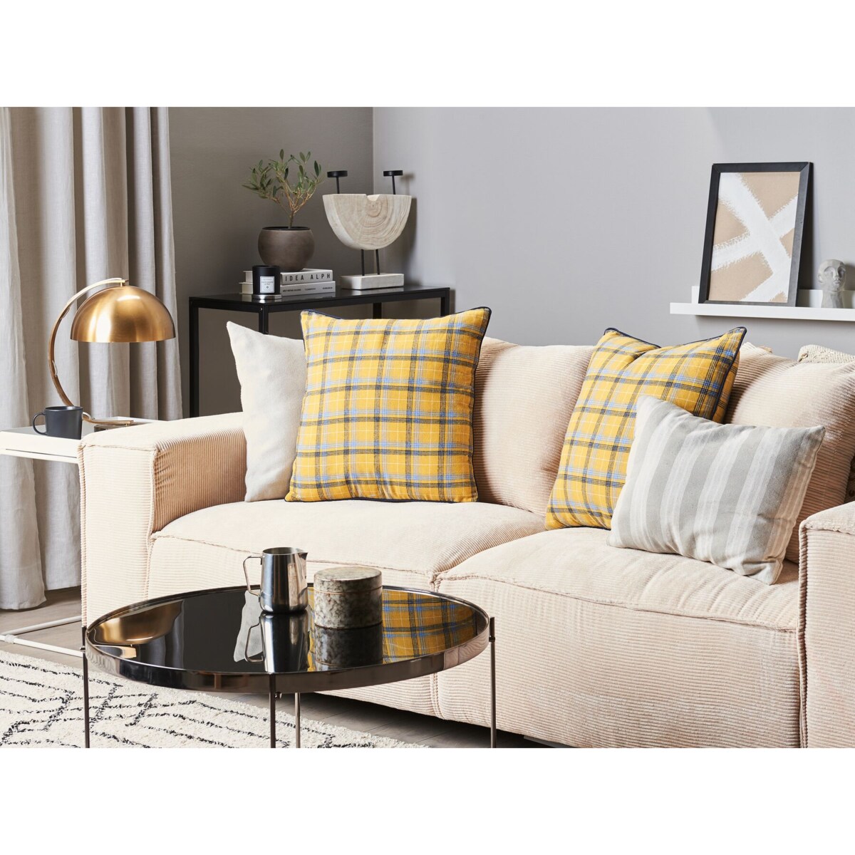 2 poduszki dekoracyjne w kratę 45 x 45 cm wielokolorowe DICENTRA