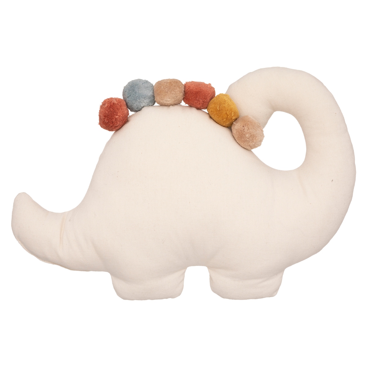 Poduszka dekoracyjna z pomponami DINO, Ø 38 cm, kolor biały, bawełna