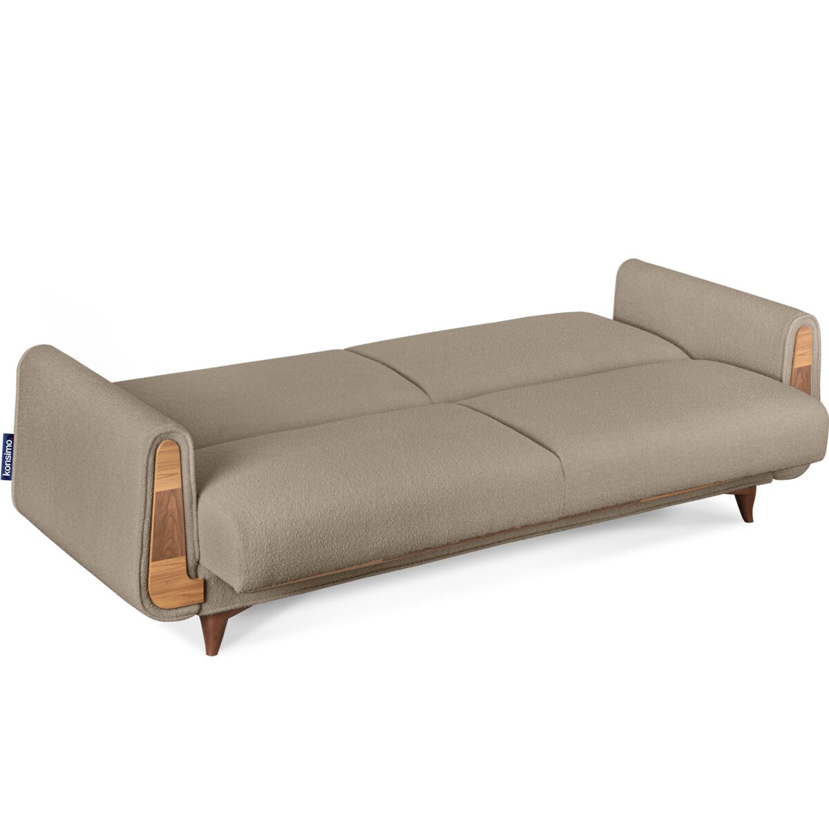 KONSIMO GUSTAVO Sofa trzyosobowa wykonana z ciemnobeżowej tkaniny boucle