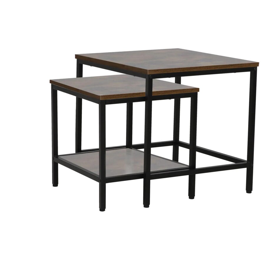 Zestaw 2 ław WENDY brąz rustykalny/czarny mat