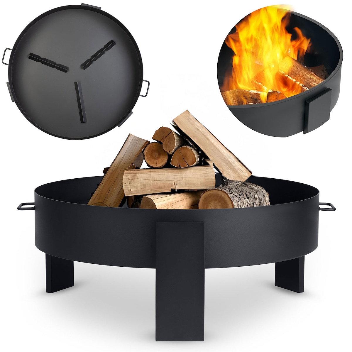 Palenisko ogrodowe z uchwytami na ognisko grill 80cm Berdsen BD-883