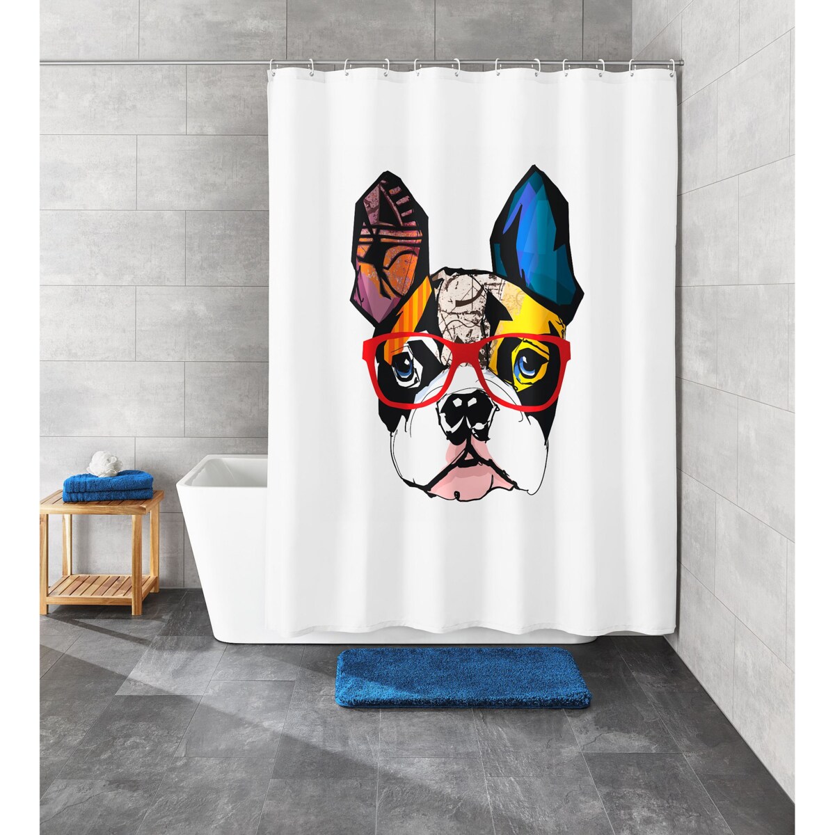 Kleine Wolke Henry Tekstylna zasłona prysznicowa pies 180x200 cm Eco Care pop art