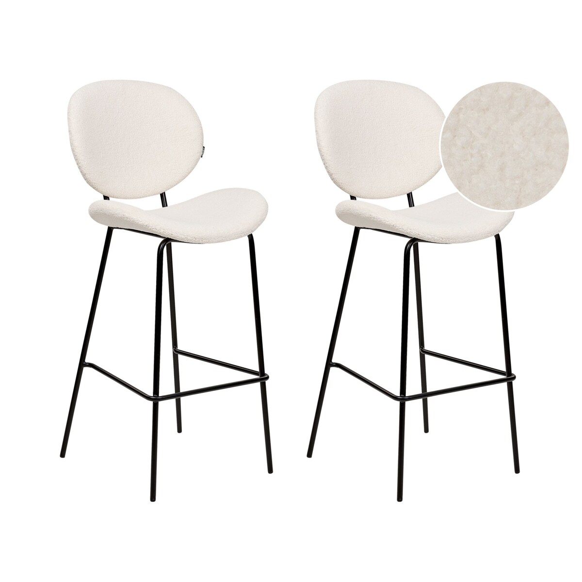 Zestaw 2 krzeseł barowych boucle biały LUANA