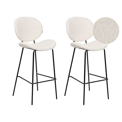 Zestaw 2 krzeseł barowych boucle biały LUANA