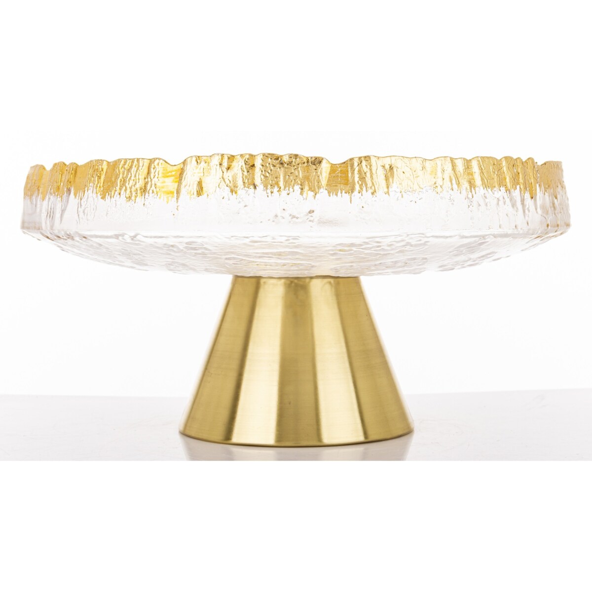 Patera szklana na złotej nóżce 15x30,5x30,5 cm SINHA
