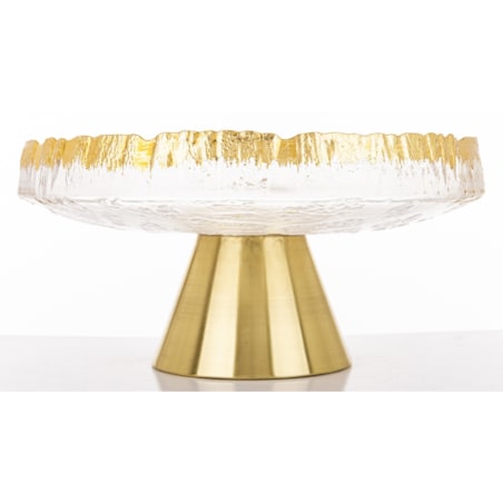 Patera szklana na złotej nóżce 15x30,5x30,5 cm SINHA