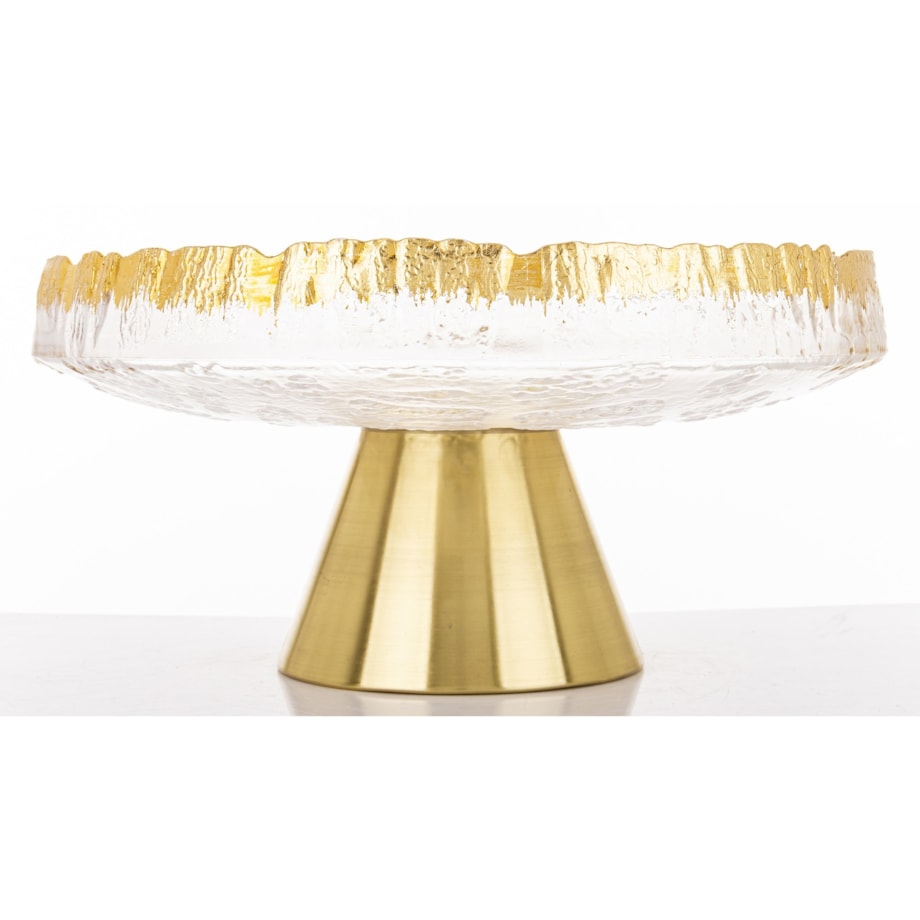 Patera szklana na złotej nóżce 15x30,5x30,5 cm SINHA