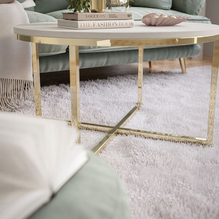 Okrągły stolik kawowy CIRI-X złoty chrom marmur levanto