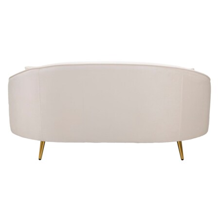 Sofa Oslo, kolor kremowy i złoty, poliester, drewno eukaliptusowe i metal, 148 x 84 x 68 cm, do salonu, Mauro Ferretti