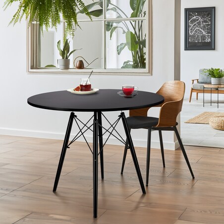 Nowoczesny Skandynawski Czarny Okrągły Stół do Jadalni