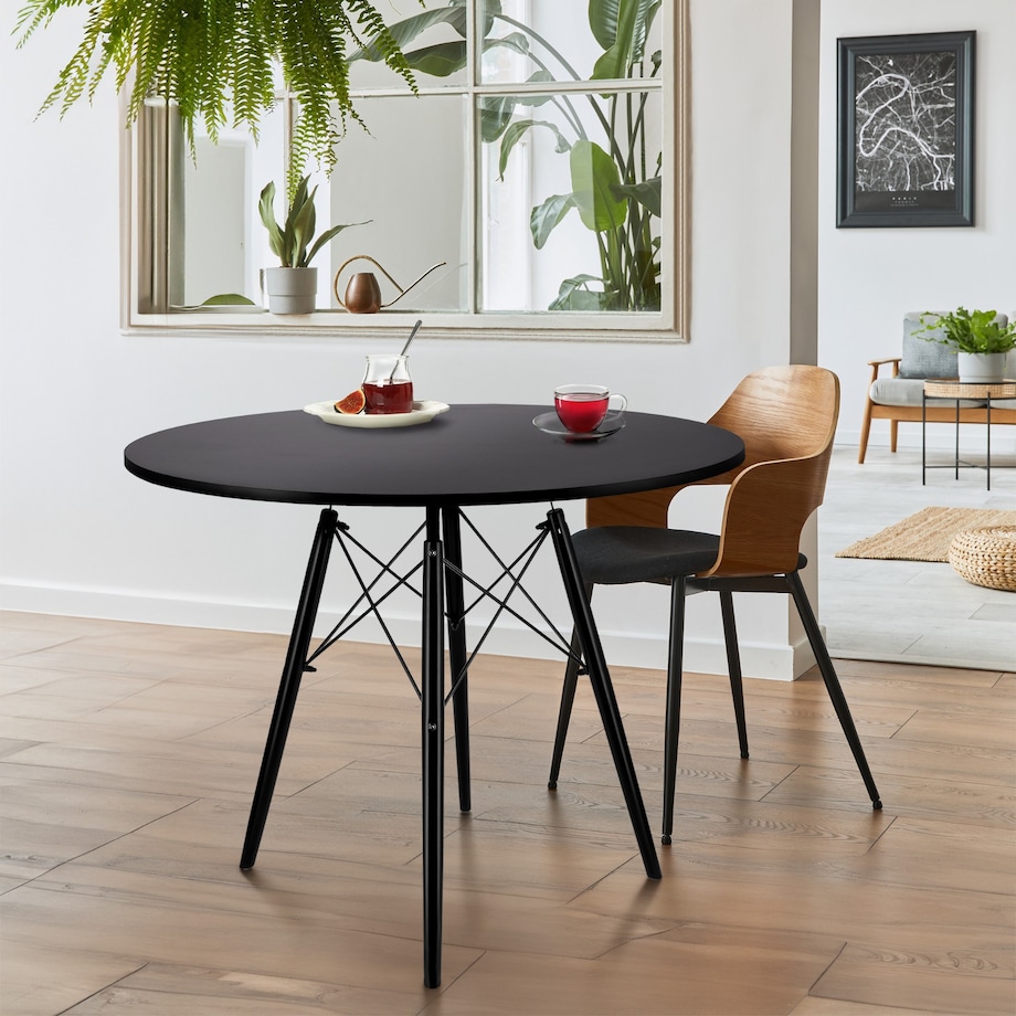 Nowoczesny Skandynawski Czarny Okrągły Stół do Jadalni