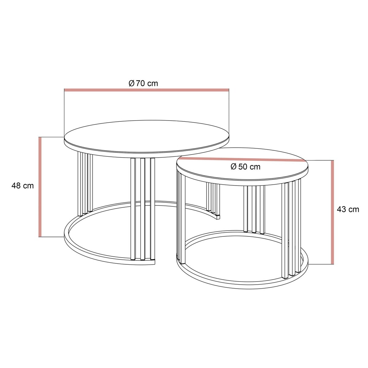 Stolik kawowy LORI 2w1 KASZMIR ze szklanym blatem, przezroczyste szkło