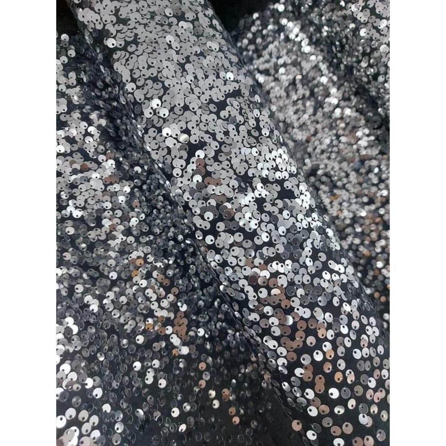 zasłona welurowa "dubaj" z cekinami 140x270 taśma | czarny