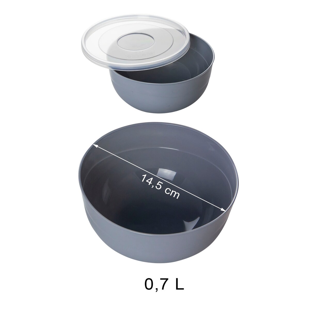Miska Kuchenna Plastikowa Z Pokrywką Szara Zestaw 4 szt.