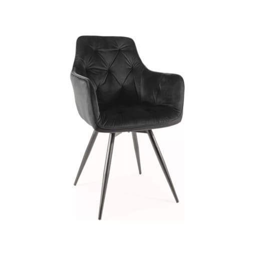 Krzesło tapicerowane MANGO VELVET czarne obracane