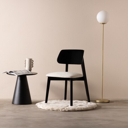 Krzesło drewniane 80x46x43 cm czarne/jasnobeżowe TOSCANIA - VI