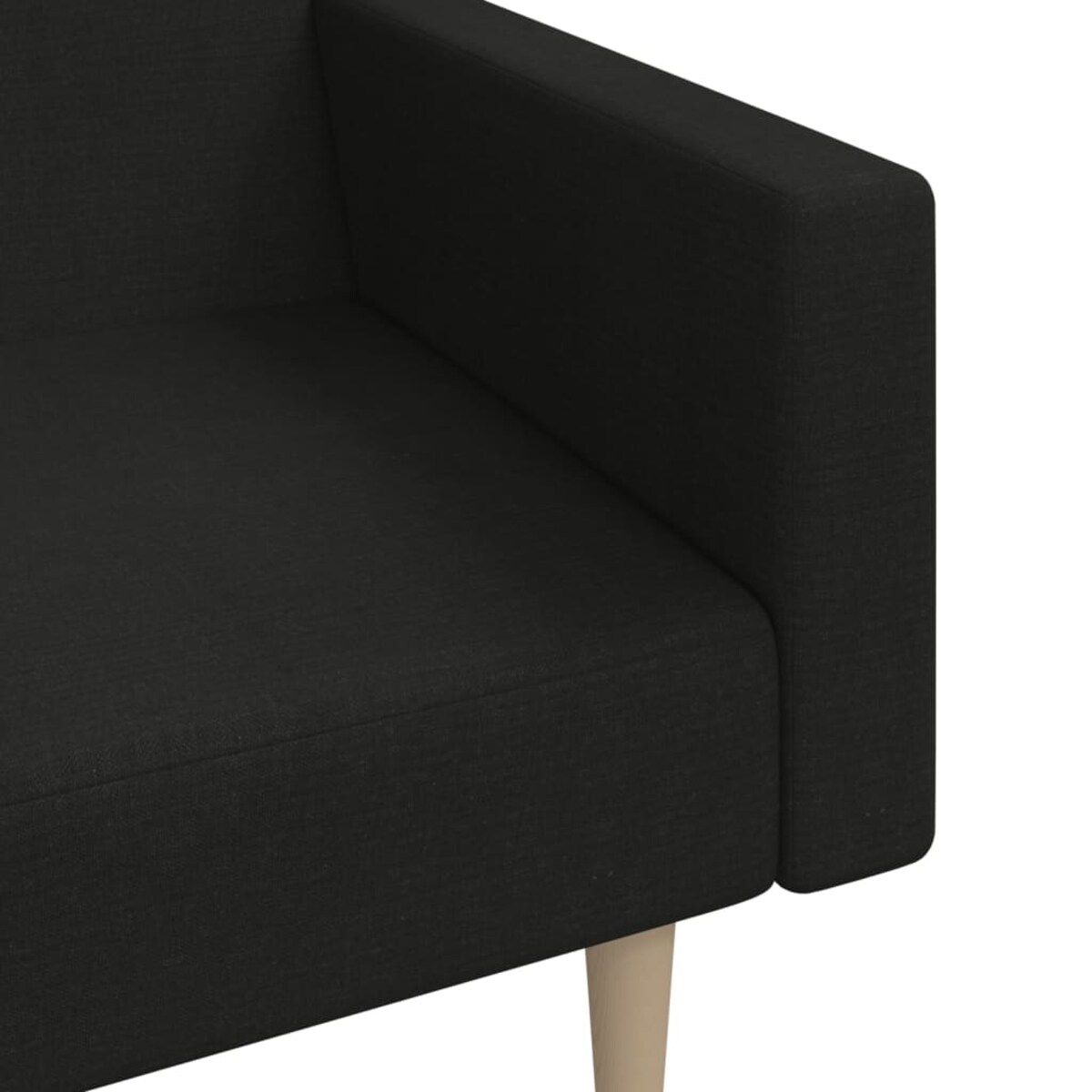 vidaXL Rozkładana kanapa 2-osobowa, czarna, tapicerowana tkaniną