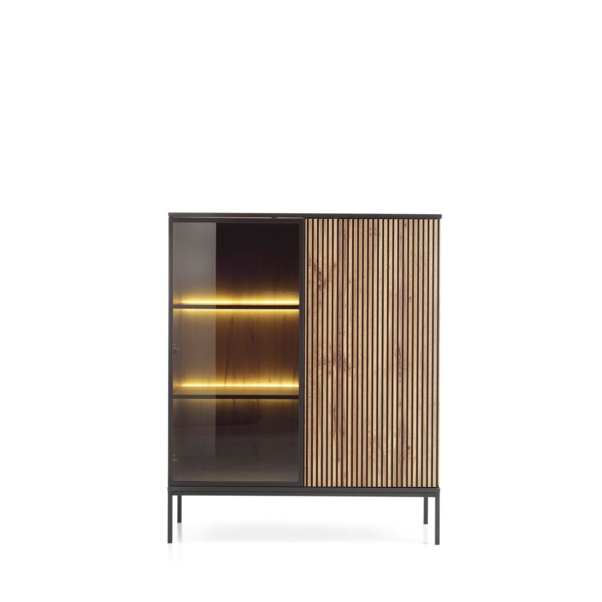 Witryna niska Novel czarna/dąb wotan