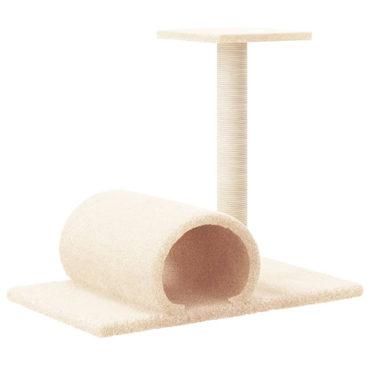 vidaXL Drapak dla kota z tunelem, kremowy, 60x34,5x50 cm
