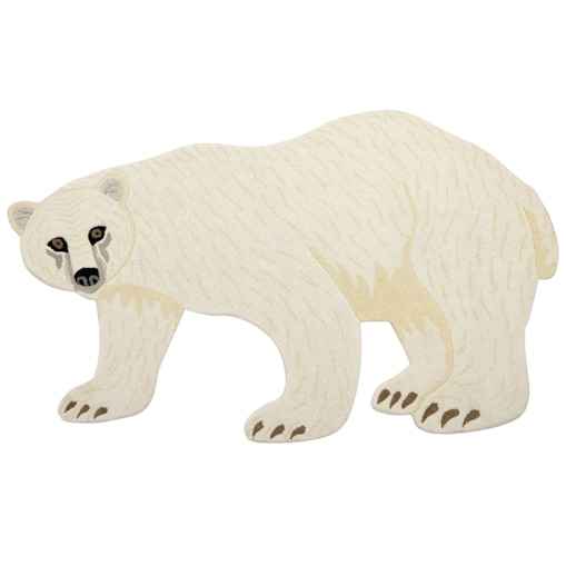 Dywan dziecięcy wełniany niedźwiedź polarny 100 x 160 cm biały IOREK