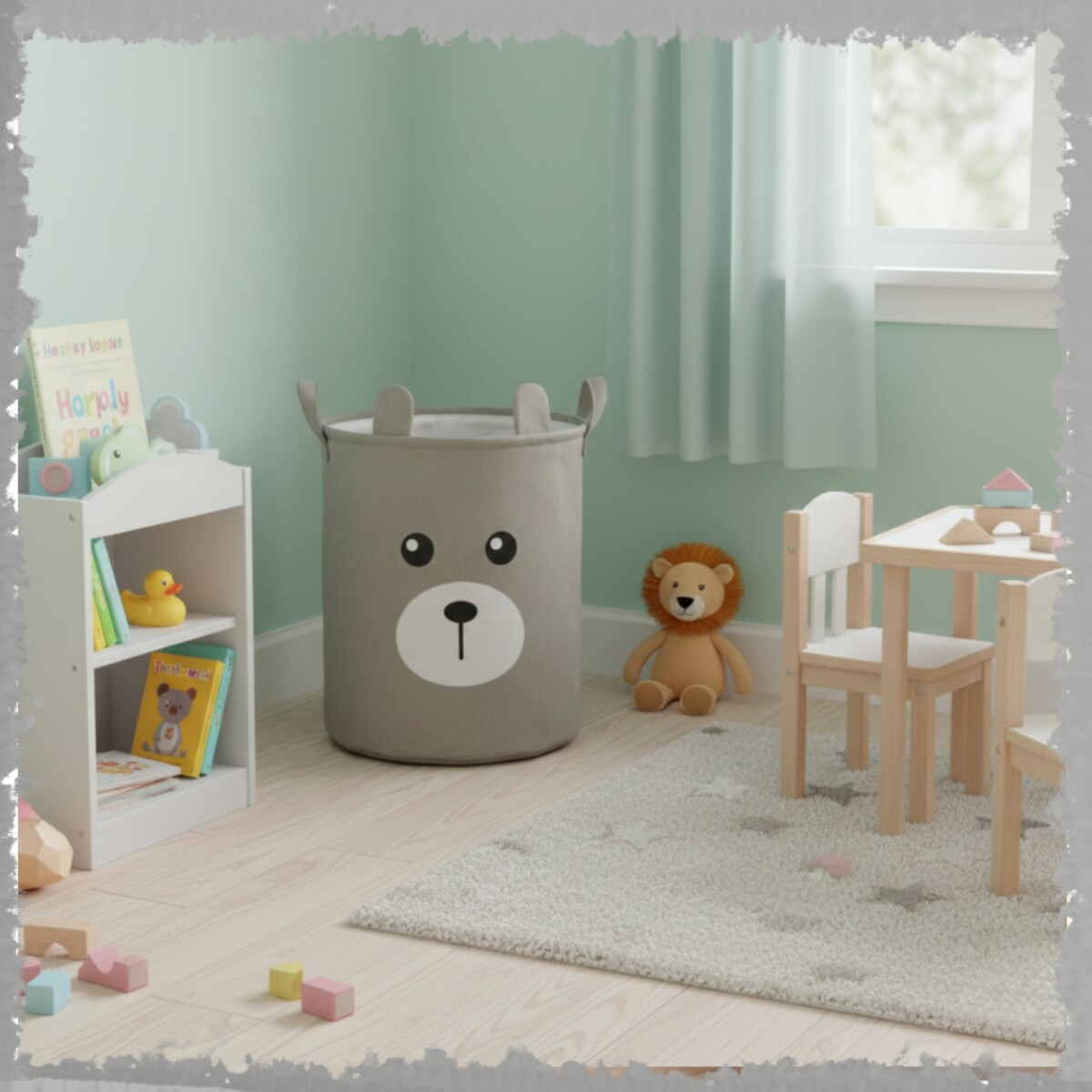 Kosz na zabawki klocki zamykany ze ściągaczem duży XXL organizer pojemnik