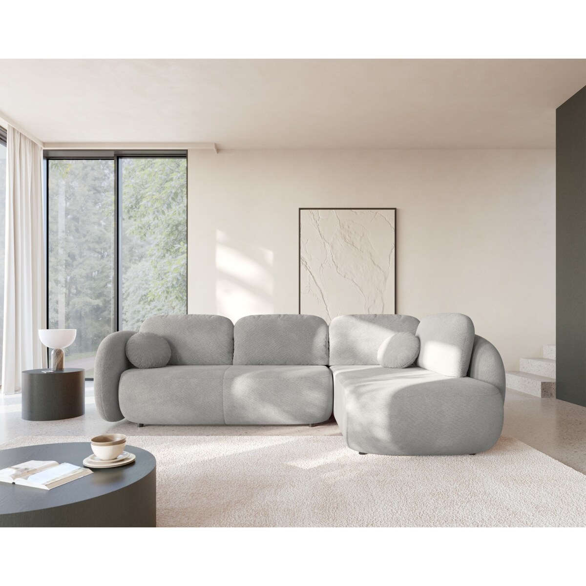 Nowoczesny Narożnik rozkładany OLIVIO II, prawy, szary