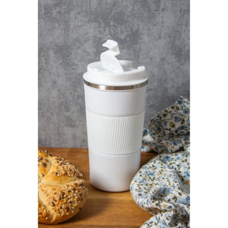 Kubek termiczny na kawę herbatę napoje termos biały matowy 500ML BRUNBESTE BB-3573