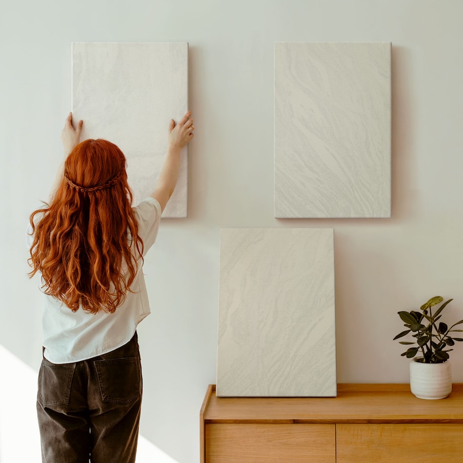 Zestaw 3 dużych obrazów na płótnie - Marmur elegancki struktura - biały