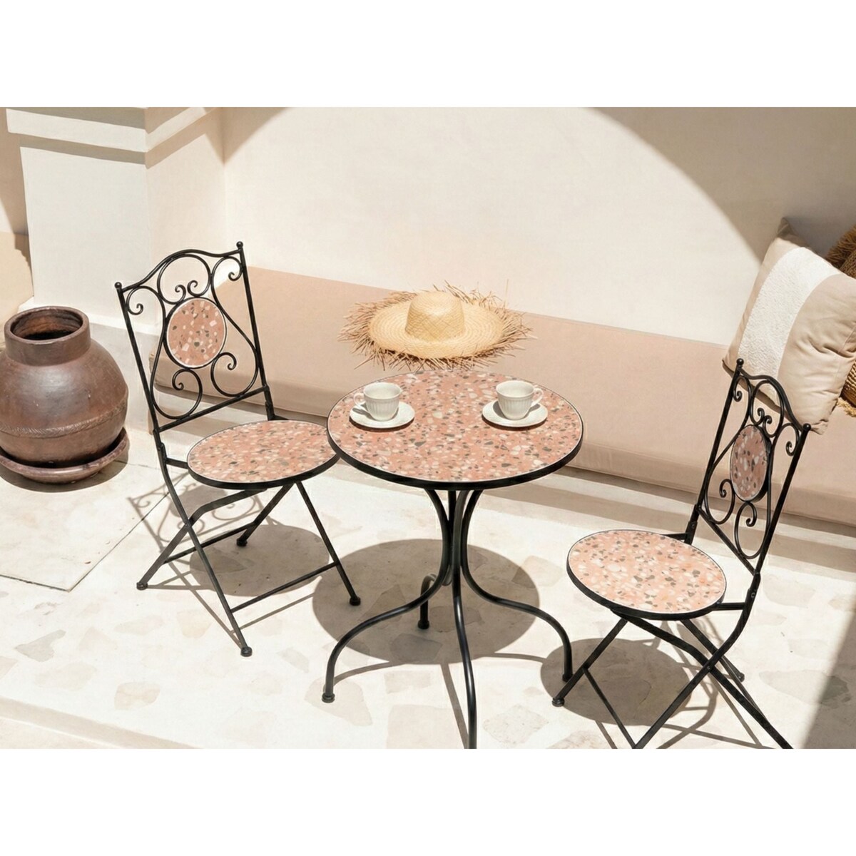 Stolik bistro ADRANO 60 cm 60 cm Efekt lastryko Metal Czarny