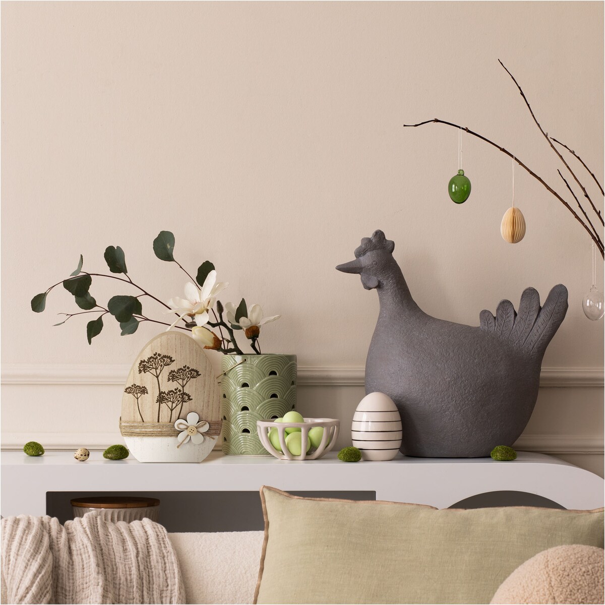 Ozdoba Jajko Wielkanocne 20 Cm Dekoracja Pisanka Na Stół Drewniane Koper