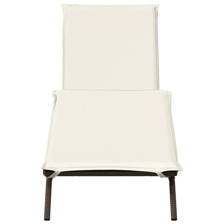 vidaXL Leżak z poduszką, brązowy, polirattan