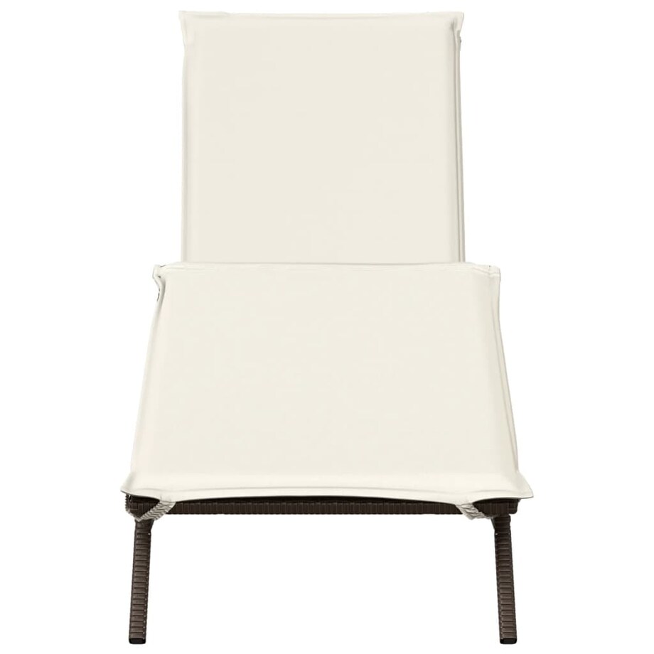 vidaXL Leżak z poduszką, brązowy, polirattan