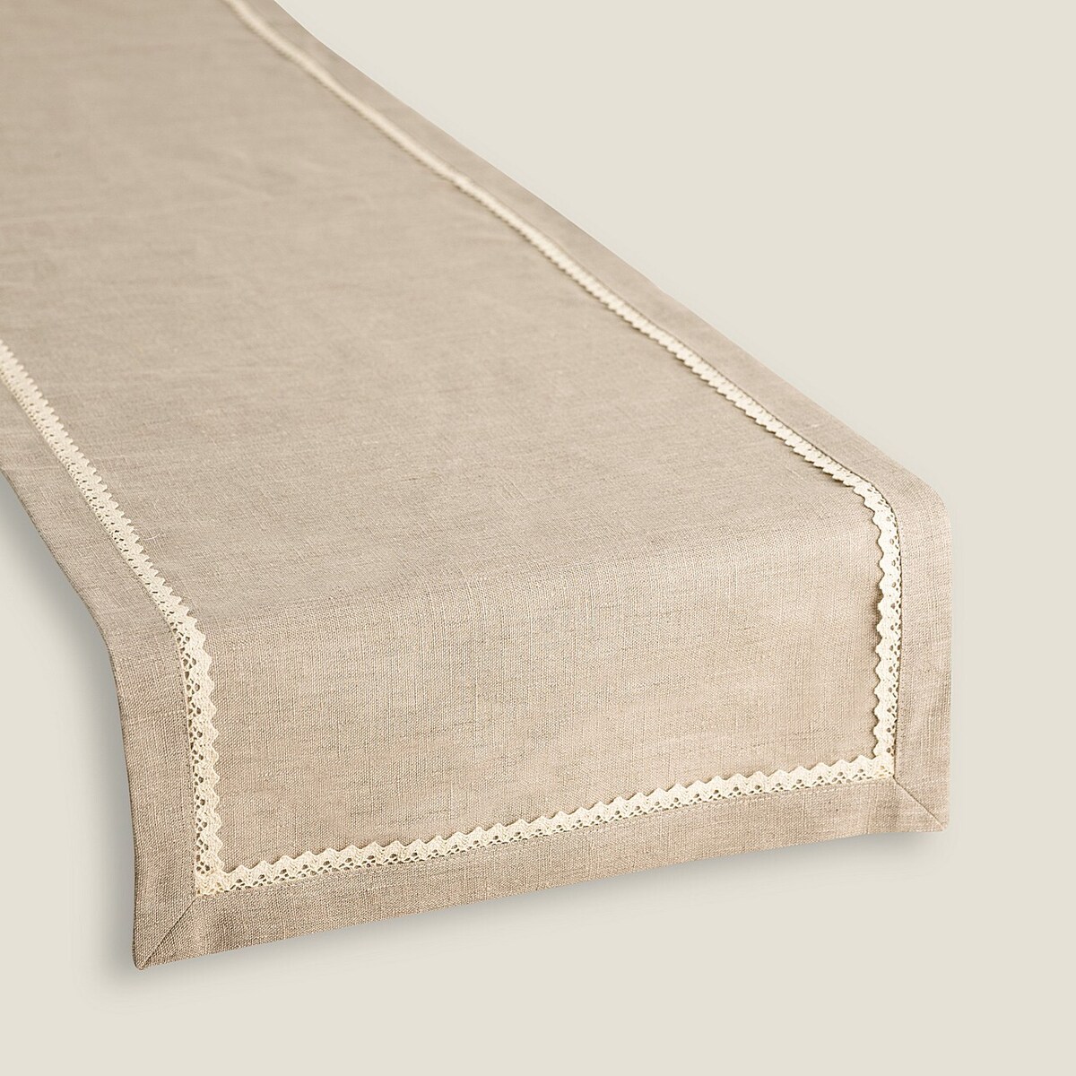 Bieżnik z koronką 40x160 cm 40x160 lniany