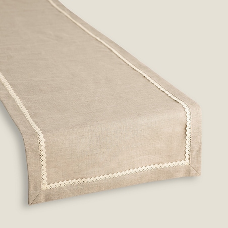 Bieżnik z koronką 40x160 cm 40x160 lniany