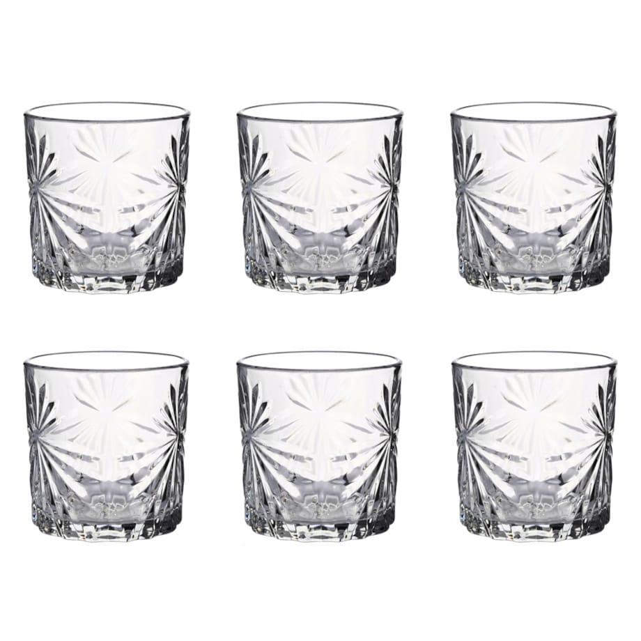 SZKLANKI NISKIE DO NAPOJÓW wzorek 6x 300 ml na imprezę stół drinki soki
