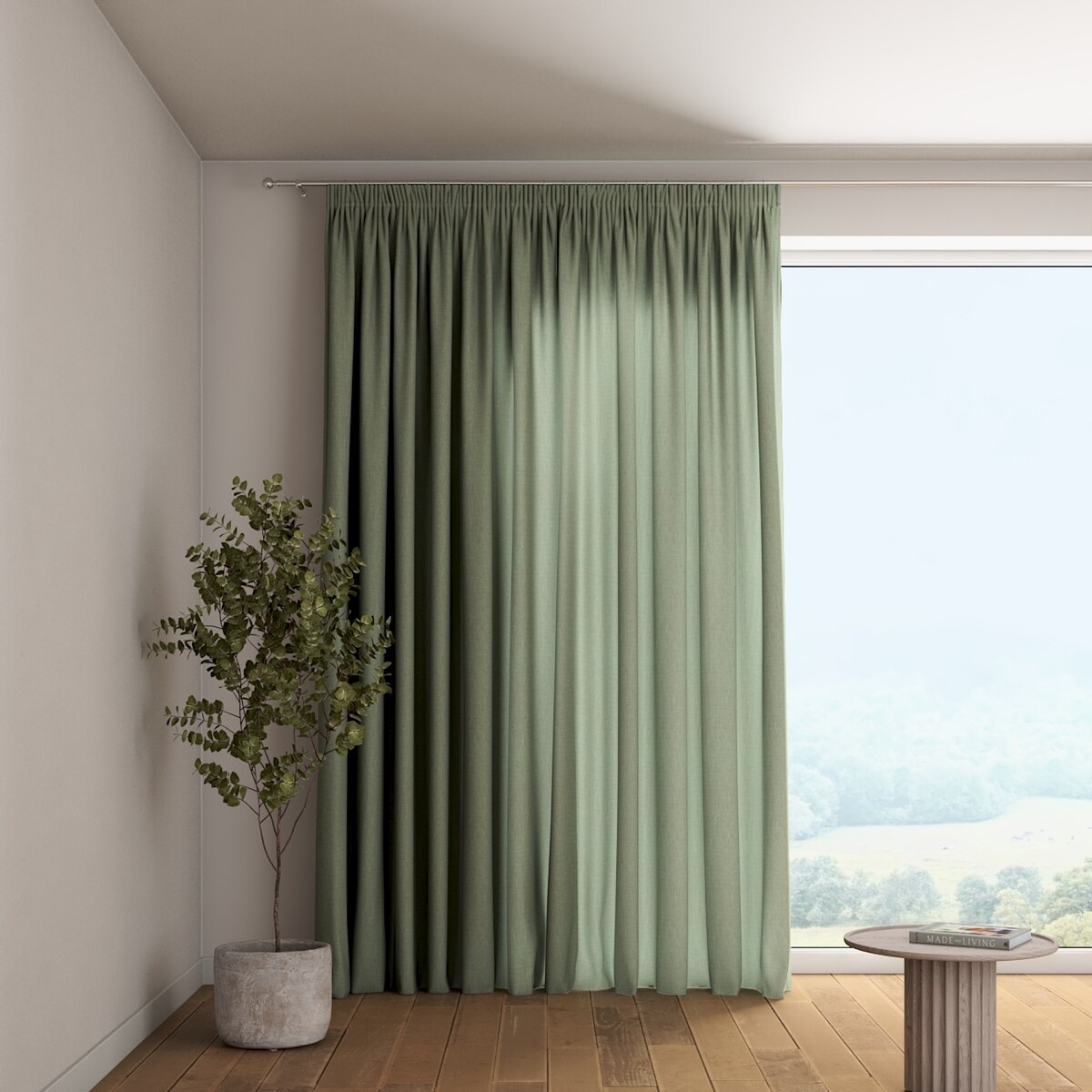 Zasłona na taśmie marszczącej 1 szt. 130x245 eukaliptusowo zielony