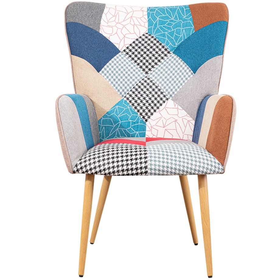 Fotel do salonu wypoczynkowy uszak nowoczesny patchwork tapicerowany