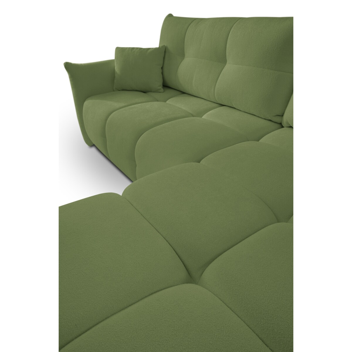 Narożnik z funkcją spania do salonu BOSE, prawostronny, zielony