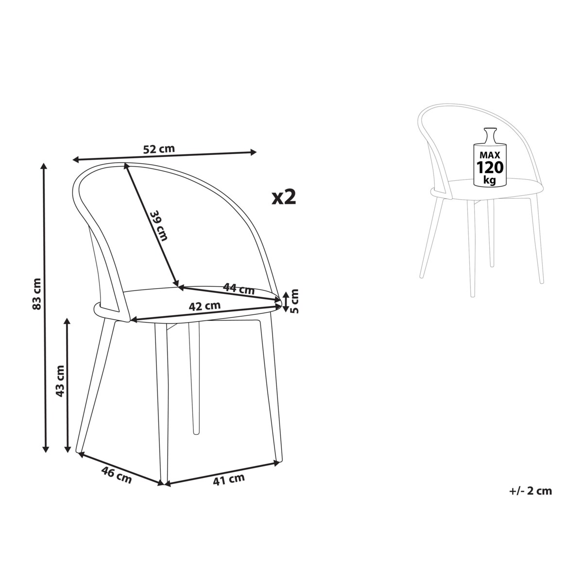 Zestaw 2 krzeseł do jadalni metalowy jasne drewno CORNELL