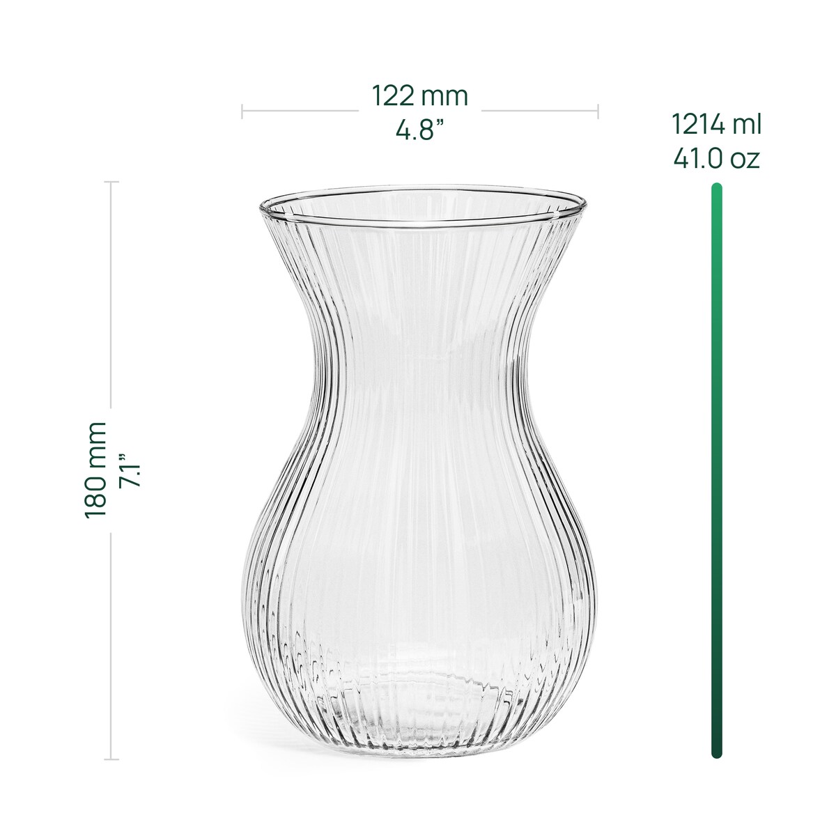 Wazon szklany prążkowany Lyra 18 cm