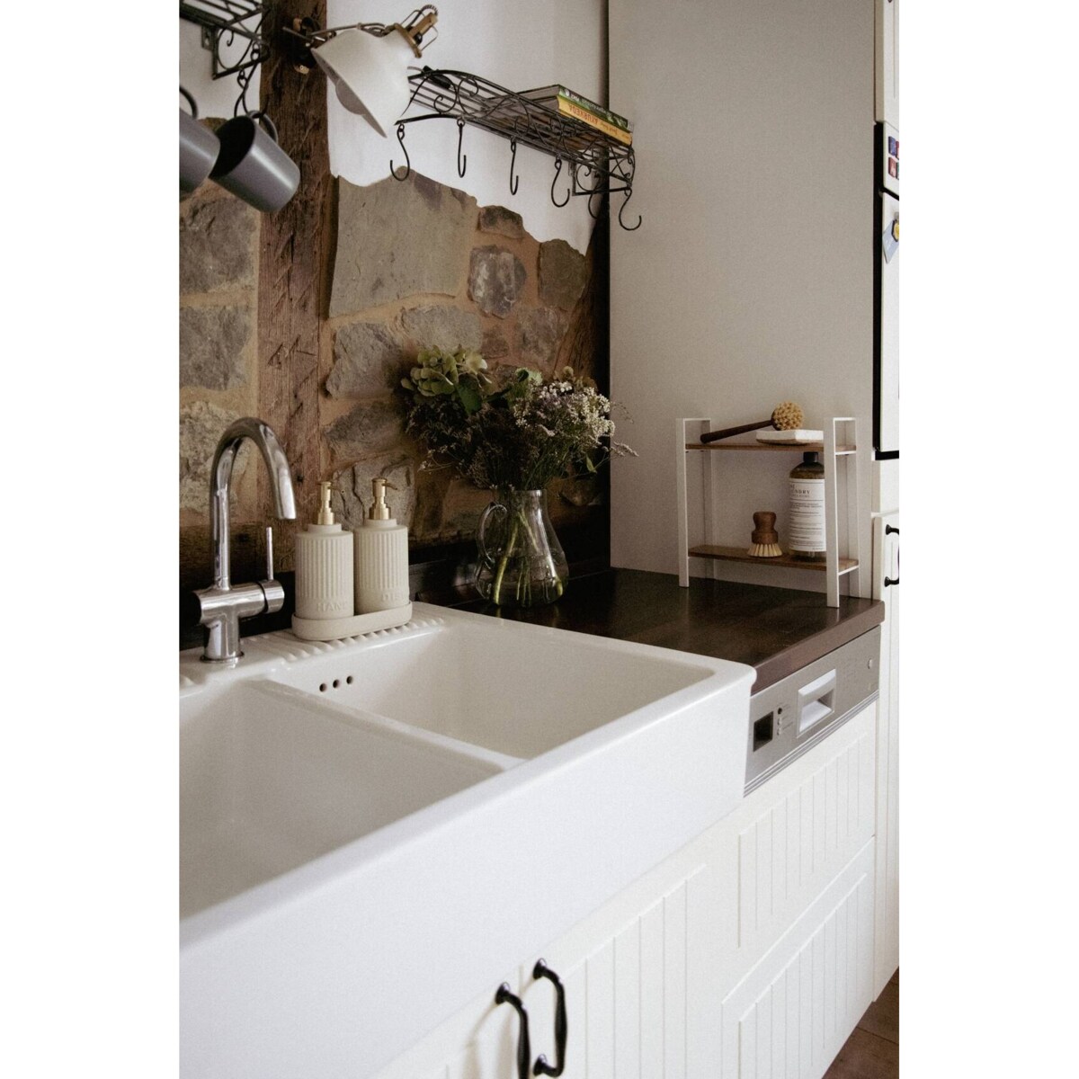 Dwupoziomowa półka kuchenna na blat LOUISA, drewno akacji