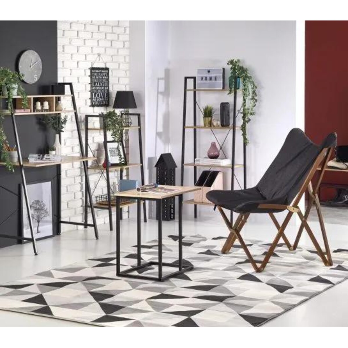 Regał NARVIK REG2 dąb sonoma/czarny