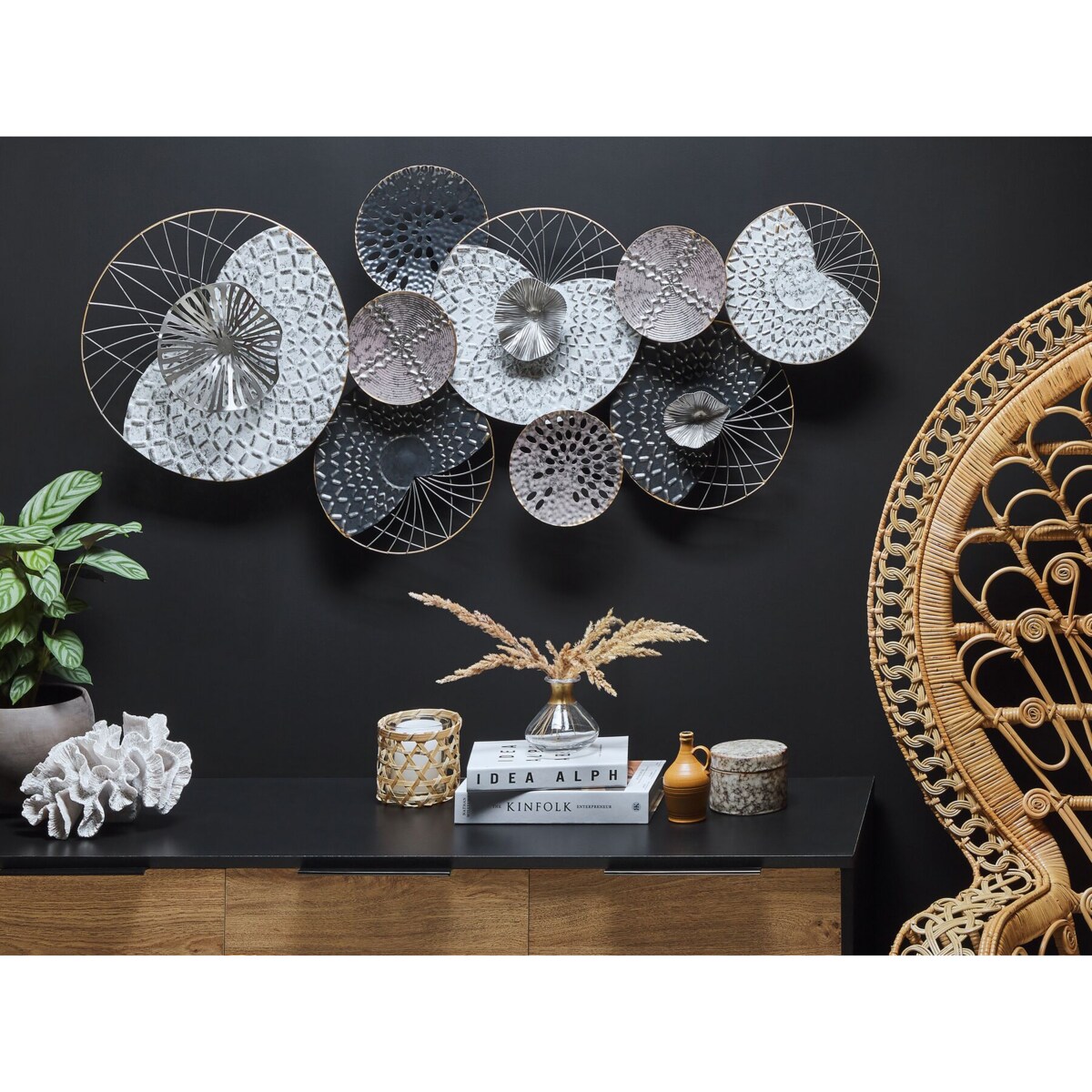 Dekoracja ścienna srebrno-czarna CESIUM