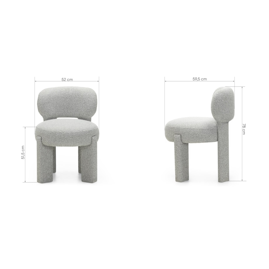 Krzesło tapicerowane LAGOTTO szare 78x52x59,5 cm