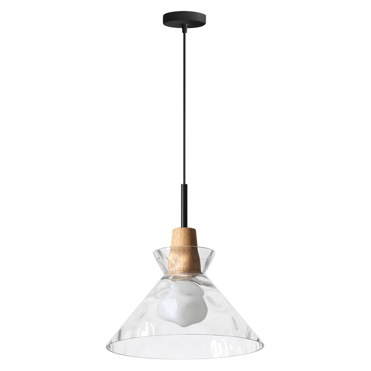 Lampa sufitowa wisząca szklana drewno boho retro