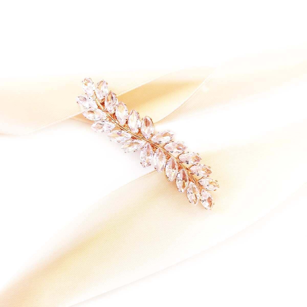 SPINKA ślubna złota cyrkonie LISTKI ozdoba do włosów elegancka