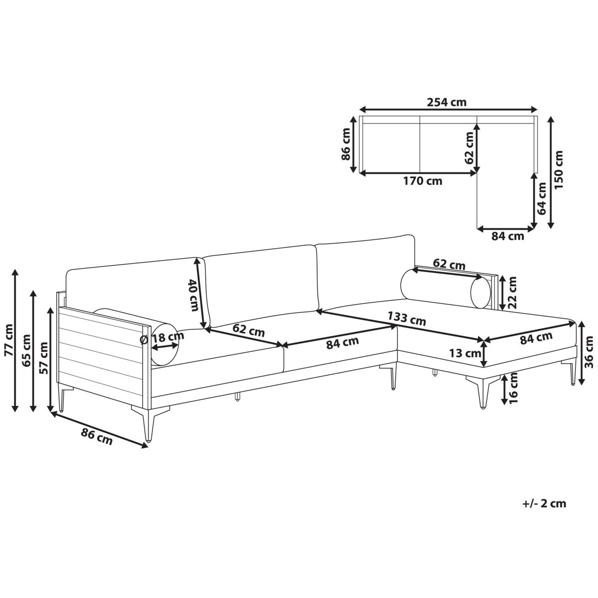 Narożnik ogrodowy dla 4 osób CAVEZZO Lewostronny Certyfikowane drewno akacjowe Szary