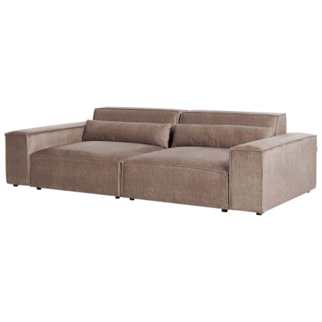 Sofa modułowa 2-osobowa z otomaną brązowa HELLNAR