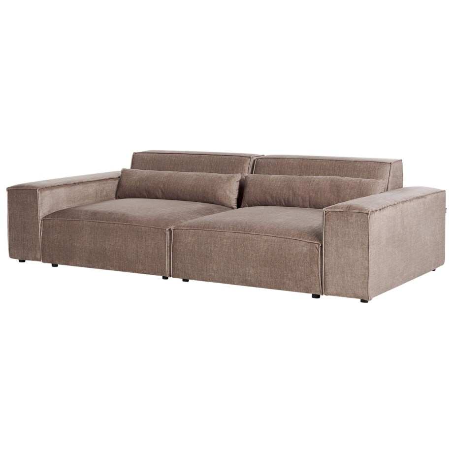 Sofa modułowa 2-osobowa z otomaną brązowa HELLNAR