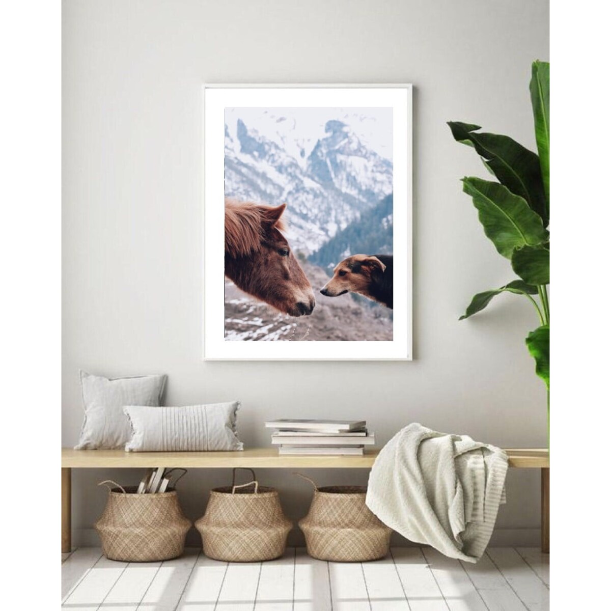 Poster Story, Plakat, Obraz - Koń i Pies w Górach, wymiary 42 x 60 cm